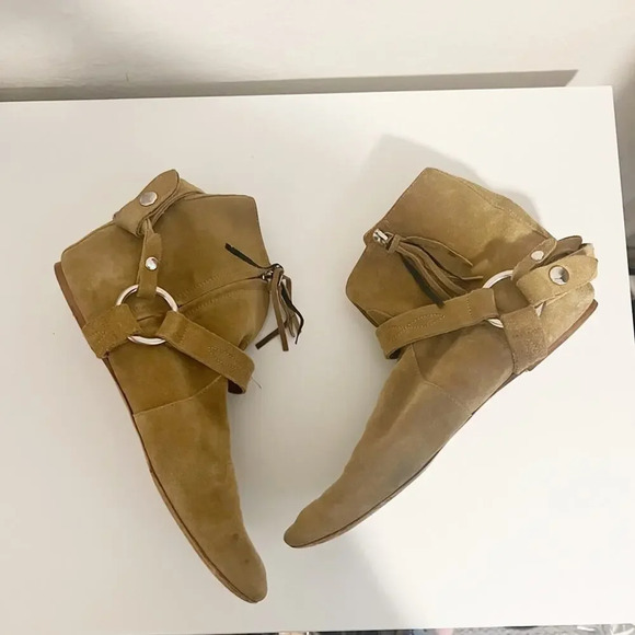 ISABEL MARANT ETOILE Suede Tan Gaucho Ankle Boots size 40 - Picture 2 of 12